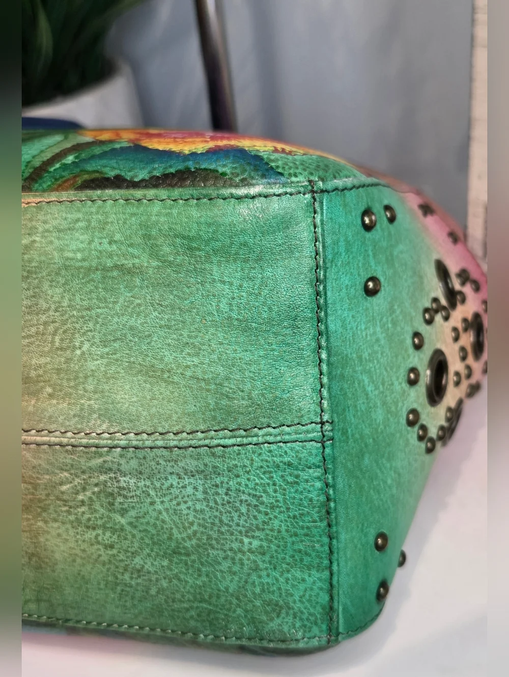 Anuschka Floral Hand Painted Leather Shoulder Bag - Picture 10 of 16